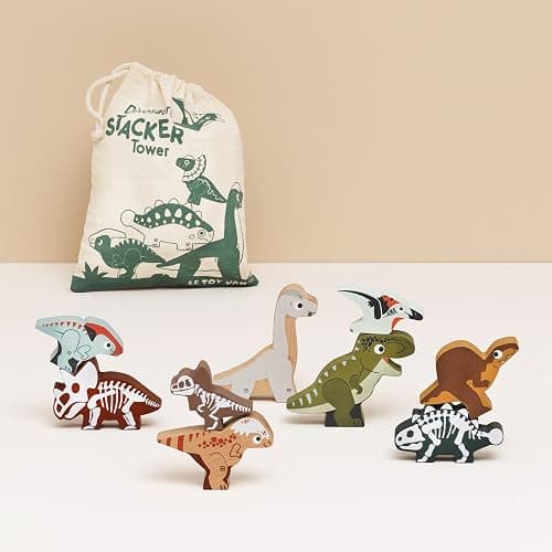 Le Toy Van Wooden Jurassic Stacking Dinosaurs & Bag, 18m+ thumbnail 2