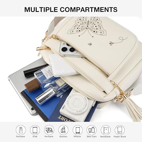 KITEVIUN Crossbody Bags for Women Trendy Leather Crossbody Purse Shoulder Handbags Butterfly Design thumbnail 3