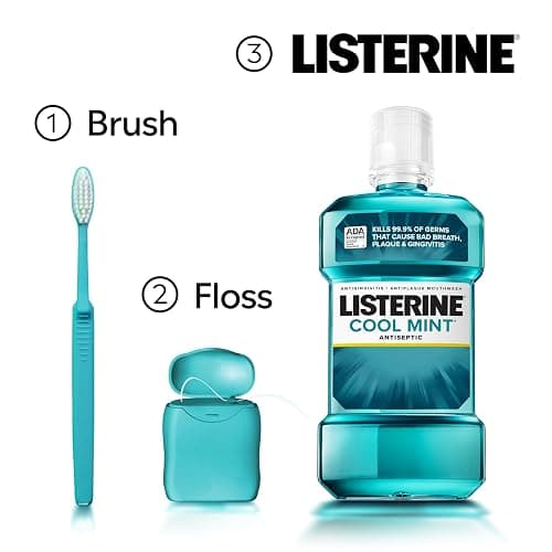 Listerine Cool Mint Antiseptic Mouthwash, Daily Oral Rinse Kills 99% of Germs that Cause Bad Breath, Plaque and Gingivitis for a Fresher, Cleaner Mouth, Cool Mint Flavor, 1.5 L thumbnail 5