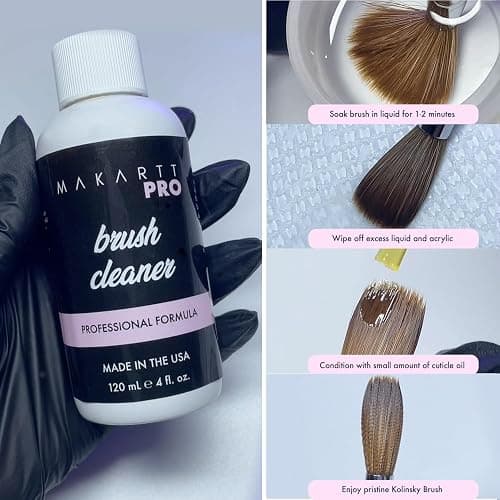 MakarttPro Professional Nail Brush Cleaner & Conditioner, Acrylic Nail Prep & Sanitation Solution for Kolinsky & Acrylic Nail Brushes, Prevents Hardening, Extends Brush Life, Made in USA, 4oz / 118ml thumbnail 5