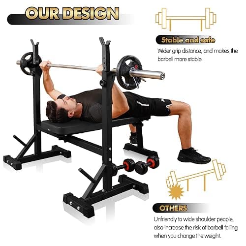 Bench Press, CANPA Olympic Weight Bench with Squat Rack Workout Bench Adjustable Barbell Rack Stand Strength Training Home Gym Multi-Function thumbnail 5