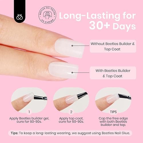 Beetles Short Square Press on Nails Pre-Colored Milky White 224 Pcs Gel Nail Tips,Pre-Applied Primer, No File Need 3-in-1 DIY Manicure for Nail Designs thumbnail 5