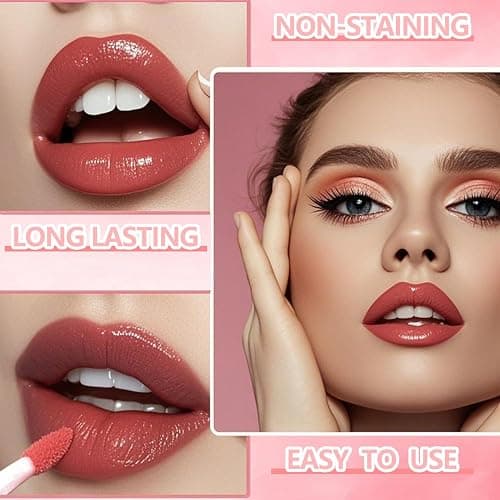 Eakroo 6 Colors Lip Tint Stain Mini Liquid Lipstick, Korean Lip Gloss for Women, Liquid Blush, Lip Plumper Gloss, Lip Makeup, Non-Stick Cup, Lightweight, High Pigment, Long-Lasting, Vivid Color thumbnail 3
