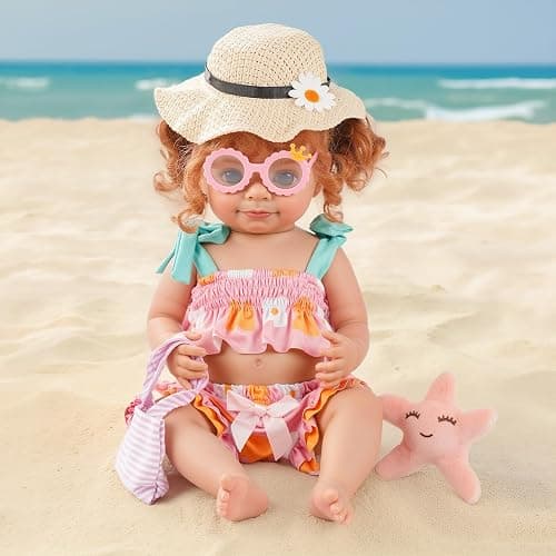 BABESIDE 7-Piece Reborn Baby Doll Clothes Set for 16–20 Inch Dolls, Washable Floral Outfit for Realistic Babydoll with Hat, Bag and Headband, Baby Doll Accessories Pretend Play Set for Kids thumbnail 7