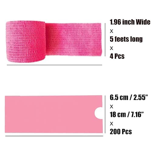 MIUXIA 200 Pink Tattoo Pen Covers & 4 Grip Tapes - Large Tattoo Machine Covers & Tattoo Tape Wrap - Tattoo Supplies thumbnail 3