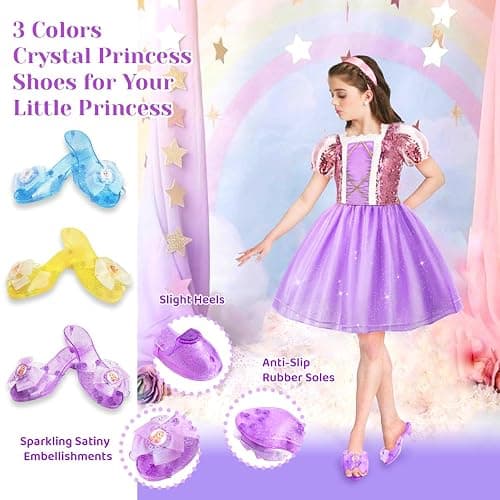 Meland Princess Dress Up for Girls 3-6, Dress Up Clothes with Princess Shoes Toy, Christmas Birthday Gift for Toddlers Girls thumbnail 5