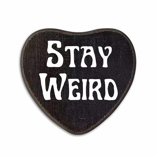 5"x 6.5" Wooden Plaque With A Hook -Stay Weird- Retro Gothic Wall Art, Bar, Living room, Halloween Funny Natural Pine Wood Decorative Sign, Gifts For Woman, Man, Lover, Home & Office Decoration- D06 - Image 1