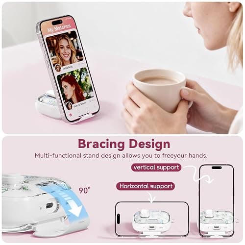 Skyconser with Safety Lock for Apple AirPods Pro 2nd 1st Case,Clear Floral Cute AirPods Pro 2 Case with Phone Stand & Cleaning Kit for Women Girly-Blue Narcissus thumbnail 4