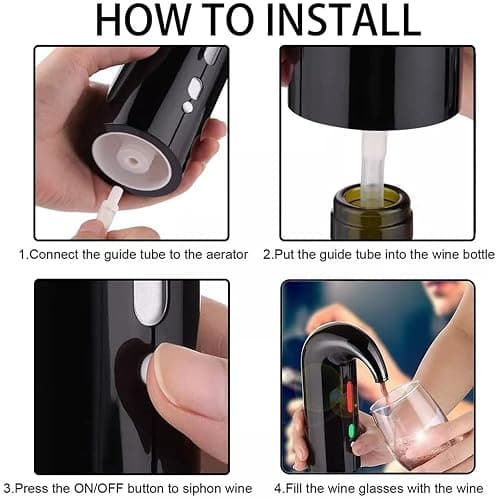 Electric Wine Aerator, Wine Decanter Pump Dispenser Gifts Set,Automatic Wine Aerator Pourer Spout. Wine Dispenser Pump Wine Accessories, Wine Gifts for Women Wine Lovers Black… thumbnail 3
