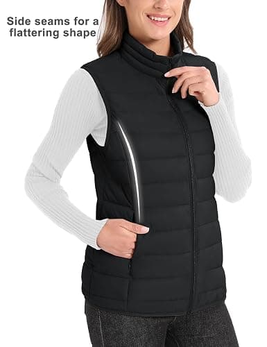 MAGCOMSEN Women's Puffer Vest Lightweight Stand Collar Zip 4 Pockets Puffy Vests Sleeveless Quilted Padded Outerwear thumbnail 5