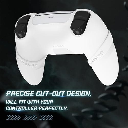 PlayVital Runes Edition Silicone Cover Skin for ps5 Controller with Thumb Grips & Touchpad Skin & D-pad Area Sticker, Anti-slip Controller Grip Cover Compatible with ps5 Charging Dock- White thumbnail 5