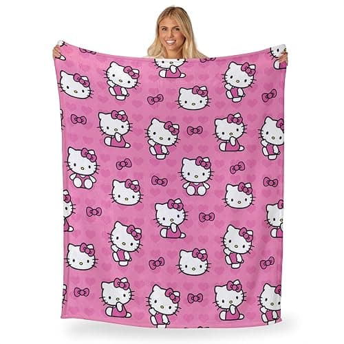 Northwest Hello Kitty Silk Touch Throw Blanket, Soft, Cozy, 50 x 70 Inches, I Love Pink Design thumbnail 3