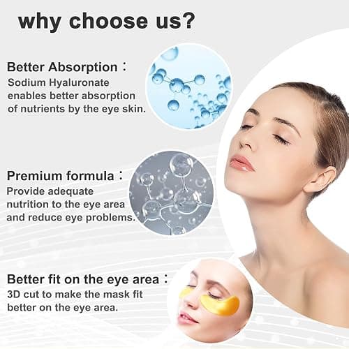 Permotary 30 Pairs Crystal Collagen Under Eye Mask, Gold Gel Collagen Eye Pad For Moisturizing, Reducing Dark Circles & Puffy Eyes (30 Pairs Gold) thumbnail 6