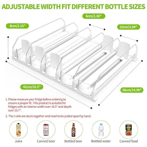 Drink Organizer for Fridge, Soda Can Dispenser for Refrigerator, Automatic Drink Dispenser for Fridge Holds up to 25 Cans, 5 Row thumbnail 4