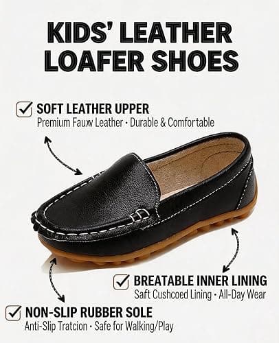 Gansenzon Boys Girls Loafers Dress Shoes Oxford Moccasins Flats Boat Slip-On School Daily Walking Shoes(Toddler/Little Kids/Big Kids) thumbnail 4