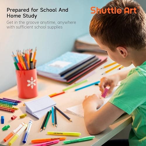 Shuttle Art 102 PCS Back to School Supplies Kit, School Supply Box for Grades K-5, School Supplies for Kids and Students, Including Pencils, Pens, Markers, Erasers, Notebooks, Folders and More thumbnail 7