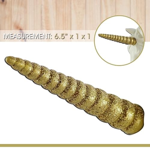 Pine Ridge Interchangeable Mystical Gold Glitter Unicorn Horn Only - Head is Not Included - Beautifully Hand Painted and Crafted Durable Light-weight Polyresin Great For Arts and Crafts thumbnail 5