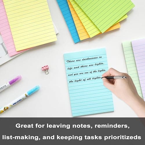 (9 Pack) Lined Sticky Notes 100mm x 150mm, 9 Pastel Ruled Post Stickies Colorful, Super Sticking Power Memo Post Stickies Large Sticky Notes for Office, Home, School, Meeting, 35 Sheets/pad thumbnail 4