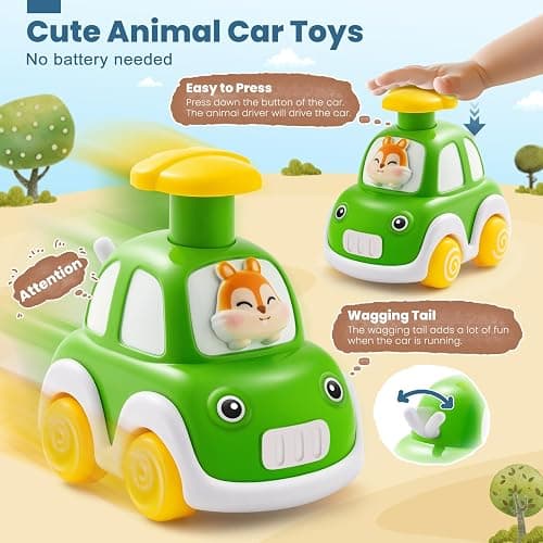 Press and Go Car Toys for Toddlers 1-3, 4 Pack Animal Baby Car Toys for 1 2 Year Old Boy, Push Go Friction Vehicle Toys for Infants 6-9-12-18 Months, One First Birthday Gifts for Boys Girls thumbnail 3