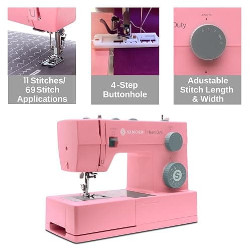 SINGER 4411 Heavy Duty Pink Sewing Machine with Accessories | High Speed, 69 Stitch applications, Strong Motor, Metal Frame, LED Light & 4-Step Buttonhole thumbnail 5