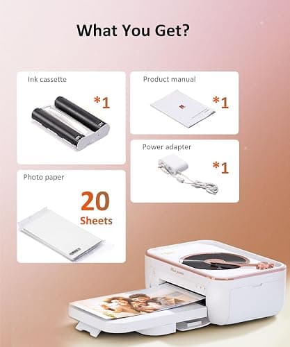 CP6000 Photo Printer 4x6'', Full Color Picture Printer, Wi-Fi Wireless Instant Photo Printers for Home Use (20 Papers & 1 Ribbon) for iOS Android, Thermal Dye Sublimation, AR Video, Fun App, White thumbnail 8