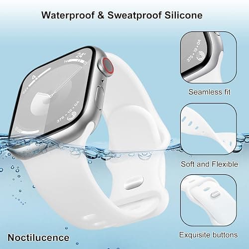 Gleetik Sport Watch Band Compatible with Apple Watch Bands Women Men 38mm 40mm 41mm 42mm 44mm 45mm 46mm 49mm,Soft Silicone Replacement Strap for iWatch Bands Series 10 9 8 7 6 5 4 3 2 1 SE Ultra thumbnail 2