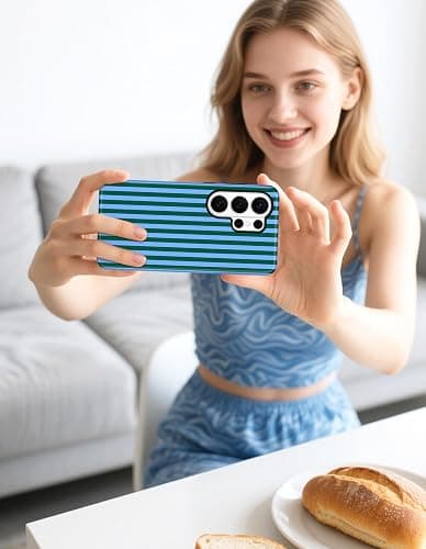 Aitipy Magnetic Striped Phone Case for Samsung Galaxy A16 5G, Blue Green | Compatible with MagSafe, Cute Stripes Aesthetic Design, TPU and PC Protective Phone Cover for Women Men Girls Boys thumbnail 7