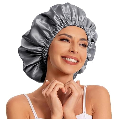 Satin Bonnet Silk Bonnet Hair Bonnet for Sleeping-Slouchy Beanie Hat Satin Sleep Cap for Women's Natural & Curly Hair(Dark Grey) - Image 1
