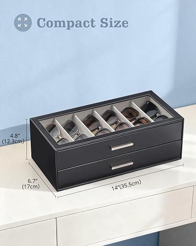 Lolalet Beige Sunglasses Storage Box for Women, Eyewear Eye Glass Organizer with Clear Top Lid Display Holder Case thumbnail 7