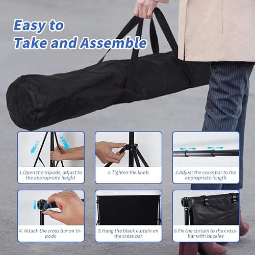 Niyanghome Classroom Puppet Stage, Puppet Show Theater with 2 Tripods, Cross Bar, Curtain and Carrying Bag, Portable Stage Suitable for School, Churches, and Family Shows thumbnail 5