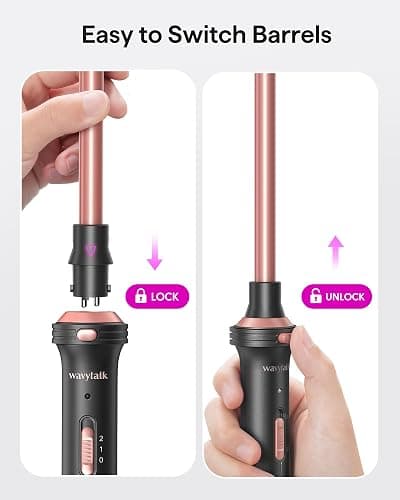 Wavytalk 5 in 1 Curling Iron Set with Thermal Brush and 4 Interchangeable Ceramic Curling Wands (0.5'-1.25'), Instant Heat Up Hair Curling Iron, Rose Gold thumbnail 6