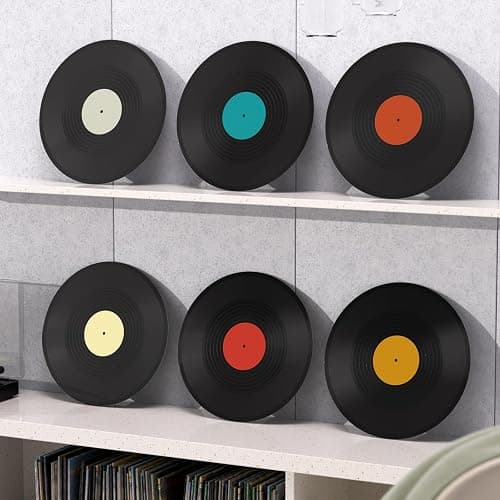Facmogu 6 Pack 12in Blank Vinyl Record Decor, Fake Vintage Record for Indie Wall Aesthetic Room Decor, 70s 80s 90s Rock & Roll Music Party Decor, Retro Records for Home Living Room, Craft Display Decoration thumbnail 2