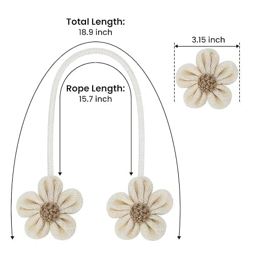 KLOGTSIND Flower Curtain Tiebacks, 2 Pack Curtain Ties Elegant DIY Curtain Holdbacks, Decorative Window Drape Twist Tie Backs for Boho Bedroom Decor, Nursery Decor, Farmhouse Décor thumbnail 3