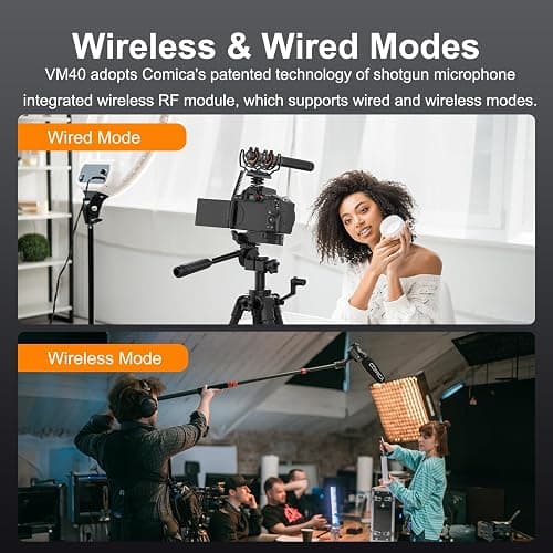 COMICA VM40 Shotgun Microphone – 48kHz/32-bit Float Recording, Wired & Wireless Modes, 32GB Onboard Storage – Compatible with Canon, Nikon, Sony Cameras & Camcorders for YouTube, Interviews & Filming thumbnail 3