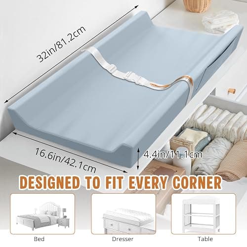JVEOO Vegan Leather Baby Changing Pad, Waterproof & Wipeable Soft Diaper Changing Mat 32" x 16.6" Comfortable Infant Changing Station for Dresser & Table thumbnail 2