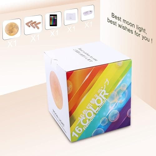 LOGROTATE Moon Lamp, 16 Colors LED Night Light for Kids 3D Printing Moon Light with Stand& Remote/Touch Control & Timing, Moon Light Lamp for Kid Friend Birthday Gifts, Room Decor (Diameter 4.8 INCH) thumbnail 9