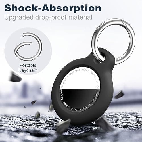 MOLOSLEEVE 1|2|4 Pack Case for AirTag 2nd Gen (2026) & 1st Gen, Shockproof Holder Anti-Scratch Protective Cover for Air Tags, Men's Women's Keyrings & Keychains for Keys, Luggage, Bags, Black thumbnail 5