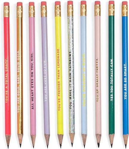 ban.do Write On Colorful Pencil Set of 10, Pre-Sharpened #2 School/Office Graphite Pencils for Adults, Compliment/Sayings Pencils for Girls, Compliments thumbnail 2