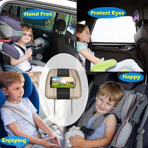 WELLMETE Car Headrest Phone Holder for Kids Back Seat - Compatible with iPhone, Samsung and Other Cell Phones - Soft Adjustable Silicone Holding Net (for Phone 1 Pack) thumbnail 5