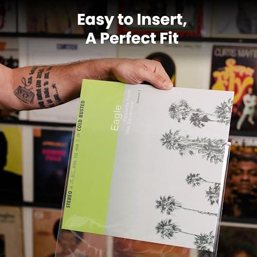 EVEO 100 Vinyl Record Sleeves Outer – Crystal Clear Outer Vinyl Sleeves LP Album Covers 12.75"x12.75" | Perfect Fit Protective 3 Mil Protection for Single & Double LPs - Archival Quality thumbnail 3
