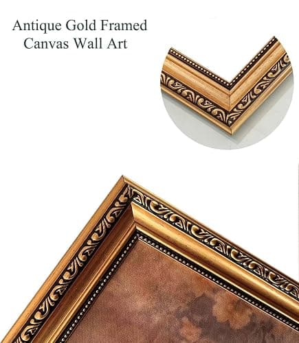 KISSFOX Gold Framed Wall Art Vintage Wall Decor Rose Floral Canvas Art Flower Pictures Dark Botanical Paintings Rustic Moody Artwork For Living Room Kitchen Bedroom thumbnail 3