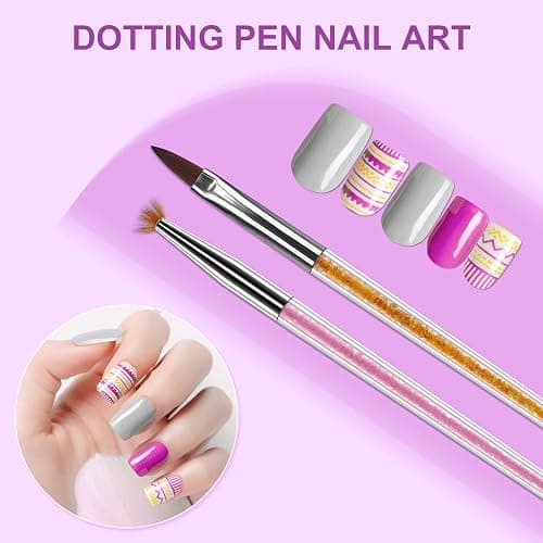 Artdone 9PC Nail Art Brushes Set double-ended, Liner Brush, Dotting Pen, Gel Polish Painting Tools For Nail Art Design thumbnail 5