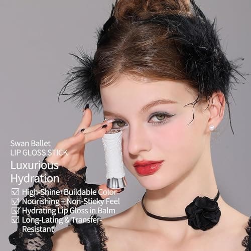 Flower Knows Swan Ballet Shine Lipstick,Hydrating Solid Lip Gloss,Moisturizing Red Tinted Lip Balm-Long Lasting Lip Gloss in Balm for Girls&Women,Vegan & Cruelty-Free(B07 Ballet Dream) thumbnail 4