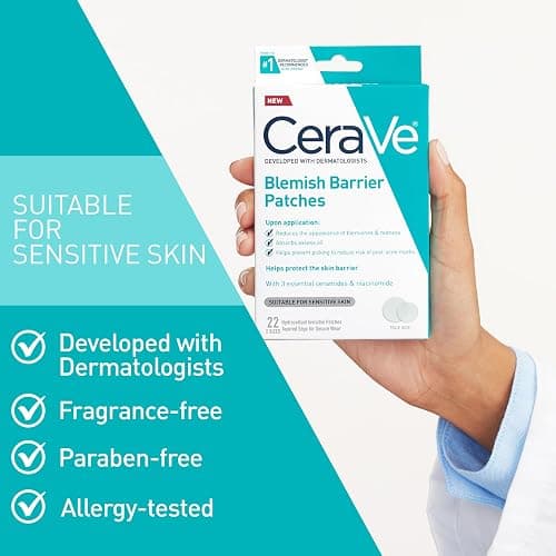 CeraVe Hydrocolloid Blemish Patches, Oil Absorbing Spot Control with Ceramides and Niacinamide, Allergy-Tested & Suitable For Sensitive Skin, Ultra-Thin & Blends Into All Skin Tones, 22ct thumbnail 7