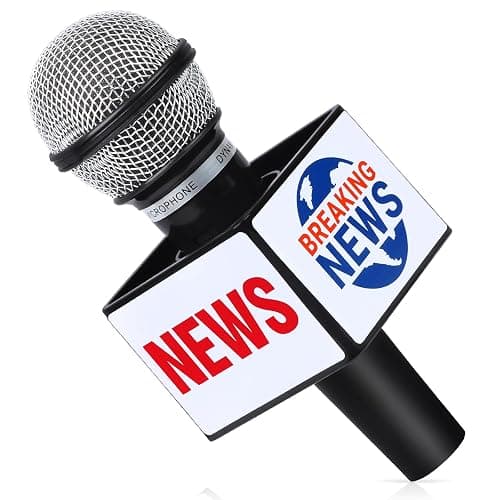 Yewong Kids Journalist News Reporter Costume Accessories Set Press Pass Microphone Prop Costume Glasses for Career Day Party (Set A) thumbnail 4