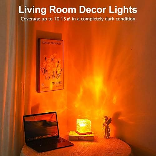 Northern Lights Ocean Wave Projector Light, Galaxy Light Projector, 16 Colors Gradual Rotating Flame Water Ripple Ambient Night Light Non-Wood for Bedroom, Room Decor, Kids Room (RC) thumbnail 7