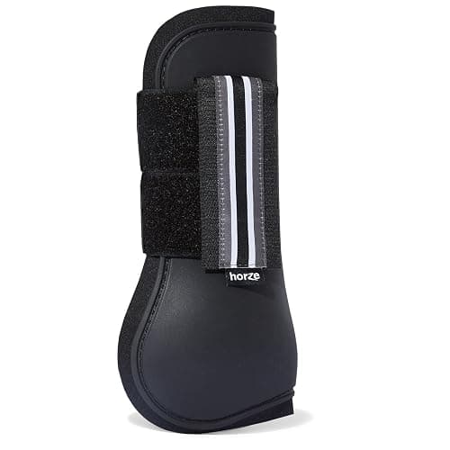 HORZE Adepto Open Front Tendon Boots | Durable Shell with Neoprene Lining - Black - Horse thumbnail 2