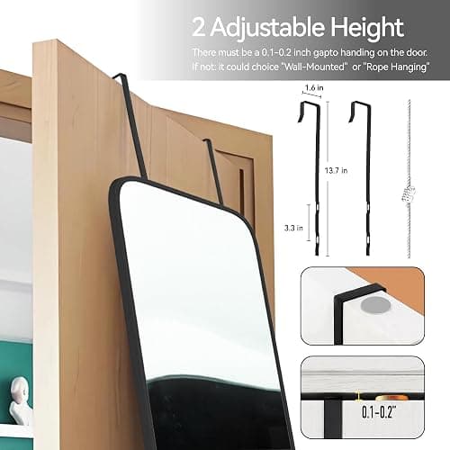 SCWF-GZ 47x14 Mirror Rectangle Full Body Length Door Hanging Wall Mounted Metal Aluminum Alloy Frame Dressing Make-up Mirrors for Entryway Bedroom Bathroom Living Room 47 14 inch Black thumbnail 7