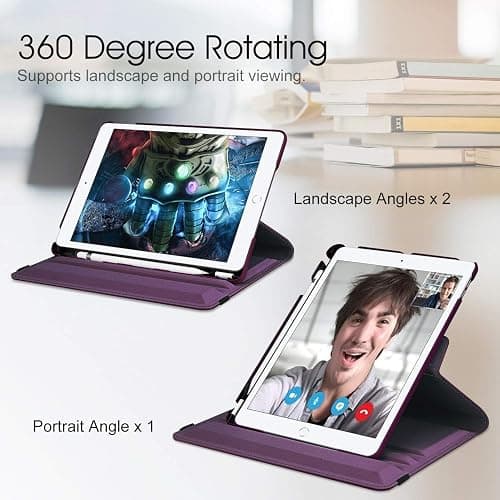 Fintie Rotating Case for iPad 9th Generation (2021) / 8th Generation (2020) / 7th Gen (2019) 10.2 Inch - 360 Degree Rotating Stand Cover with Pencil Holder, Auto Wake Sleep, Purple thumbnail 3