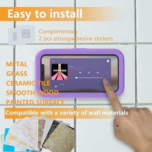 SZSUYAD Waterproof Shower Phone Holder,360° Rotation Shower Phone Case, Angle Adjustable, Anti-Fog High Sensitivity,for Bathroom,Batheub, Kitchen Wall,Compatible with 4" - 6.8" Cell Phones thumbnail 5